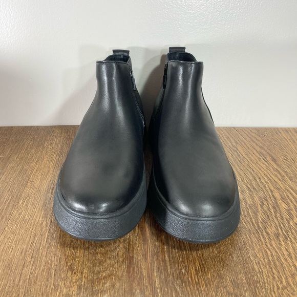 New FitFlop F-Mode Leather Platform Zip Ankle Boot Women’s Size 8.5 Black - Picture 3 of 9